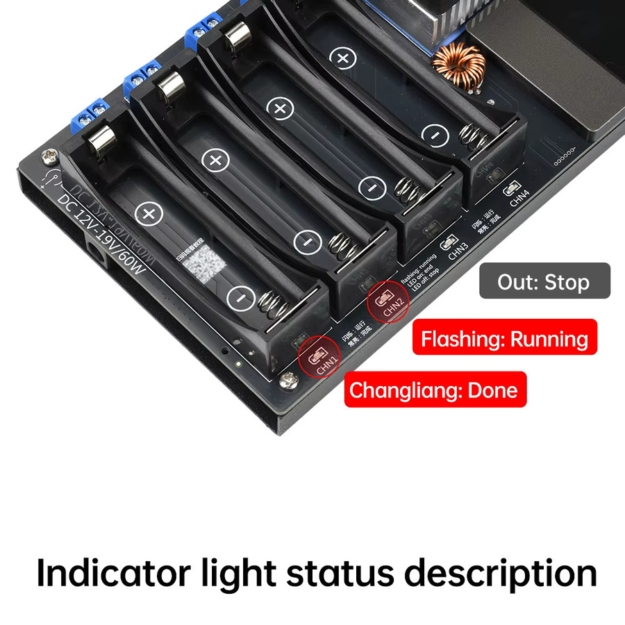 Gaqqee 8-Kanal 18650 Lithium-Batterie Tester mit automatischer Lade-Entlade-Funktion und interner Temperaturmessung in Schwarz, 12–19 V elektronischer Lasttester - Bild 3