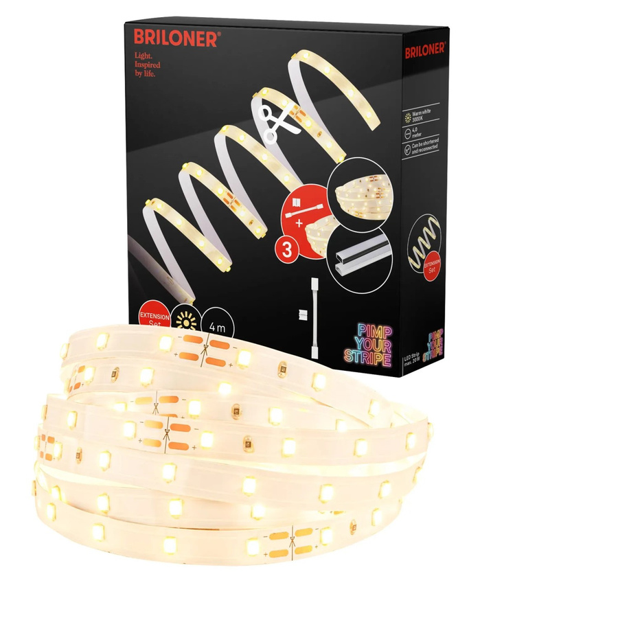 Briloner Pimp your Stripe LED-Band Erweiterungs-Set Warmweiß, 4 m Länge, selbstklebend und kürzbar - Bild 2