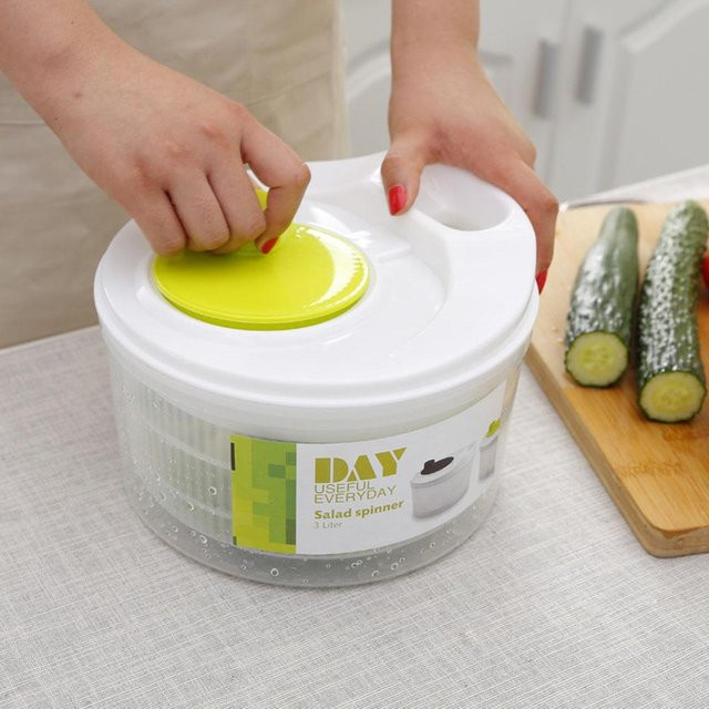 Salatspinner APWIKOGER in Weiß aus Kunststoff zum Waschen und Trocknen von Gemüse - Bild 1