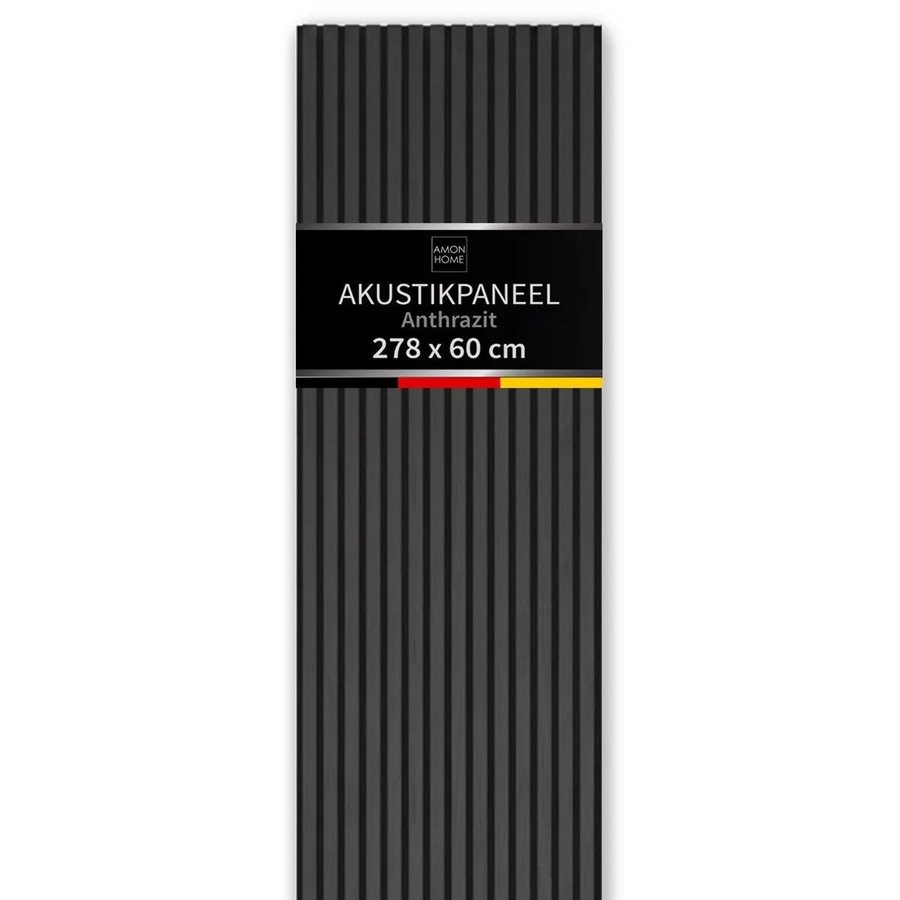Aluverbund24 Akustik-Wandpaneel Slim in Anthrazit mit 3D-Lamellenoptik und Wandverkleidung aus MDF und Filz, Breite: 60 cm, Höhe: 278 cm - Bild 2