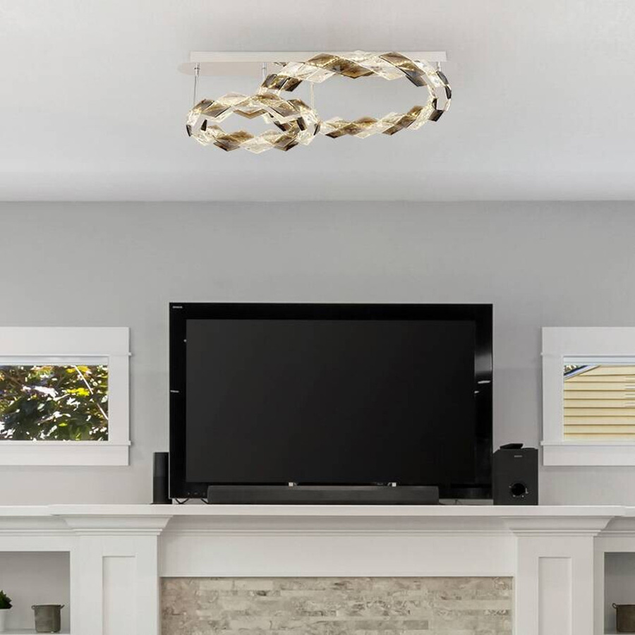 GLOBO LED-Deckenleuchte in Chrom und Klar, modernes Ring-Design aus Metall und Acryl, B/H/T: 55 x 24 x 80 cm - Bild 2