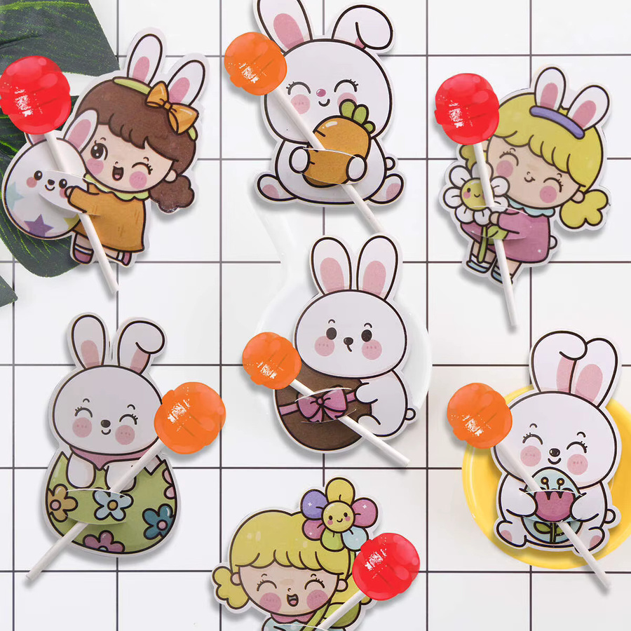 Tissy Ostern Lutscher Karten Set mit Kaninchen Küken und Ei als Süßigkeiten Halter für Kinder Party Verpackungen, 48 Teile, Mehrfarbig - Bild 4
