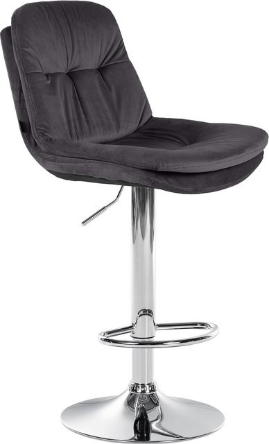 CLP Barhocker Laurel mit Samtbezug, höhenverstellbarer und drehbarer Barstuhl mit Rückenlehne und Fußstütze in modernem Design - Bild 1