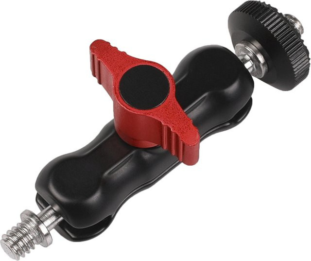 Kugelkopfklemme mit 1/4 Zoll -20 Gewinde und Magischem Arm in Schwarz für GoPro, DSLR-Kameras, Monitore, LED-Lichter und Mikrofone - Bild 1