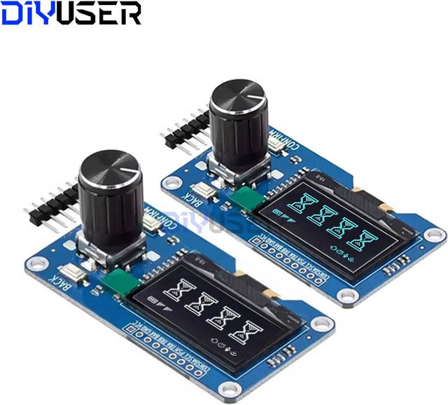 DIYUSER 1,3-Zoll OLED-Displaymodul mit EC11 Drehgeber-Taste und IIC-Schnittstelle in Weiß/Blau - Bild 1