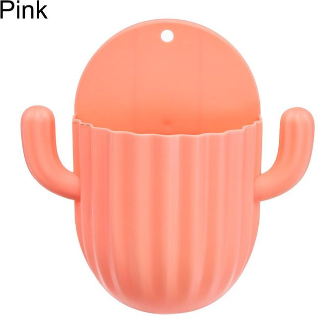 MTMA Kaktus Zahnbürstenhalter und Rasierer-Organizer aus Kunststoff, selbstklebend, Rosa - Bild 1