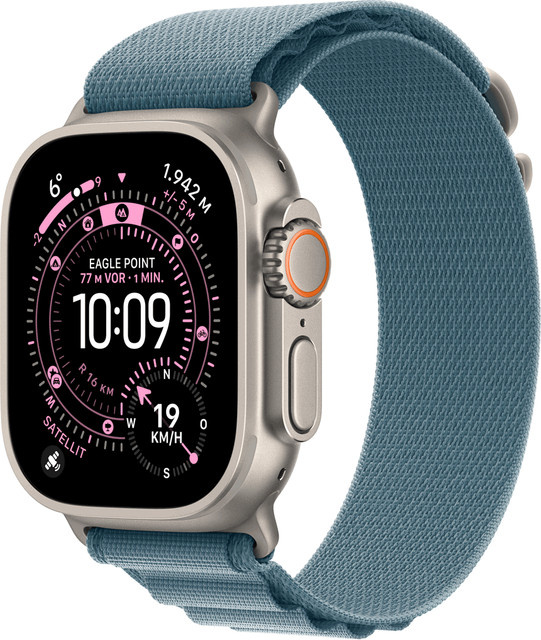 Apple Watch Ultra 3 Smartwatch, GPS, Cellular, 49 mm, Titan, Hellblau - Bild 1