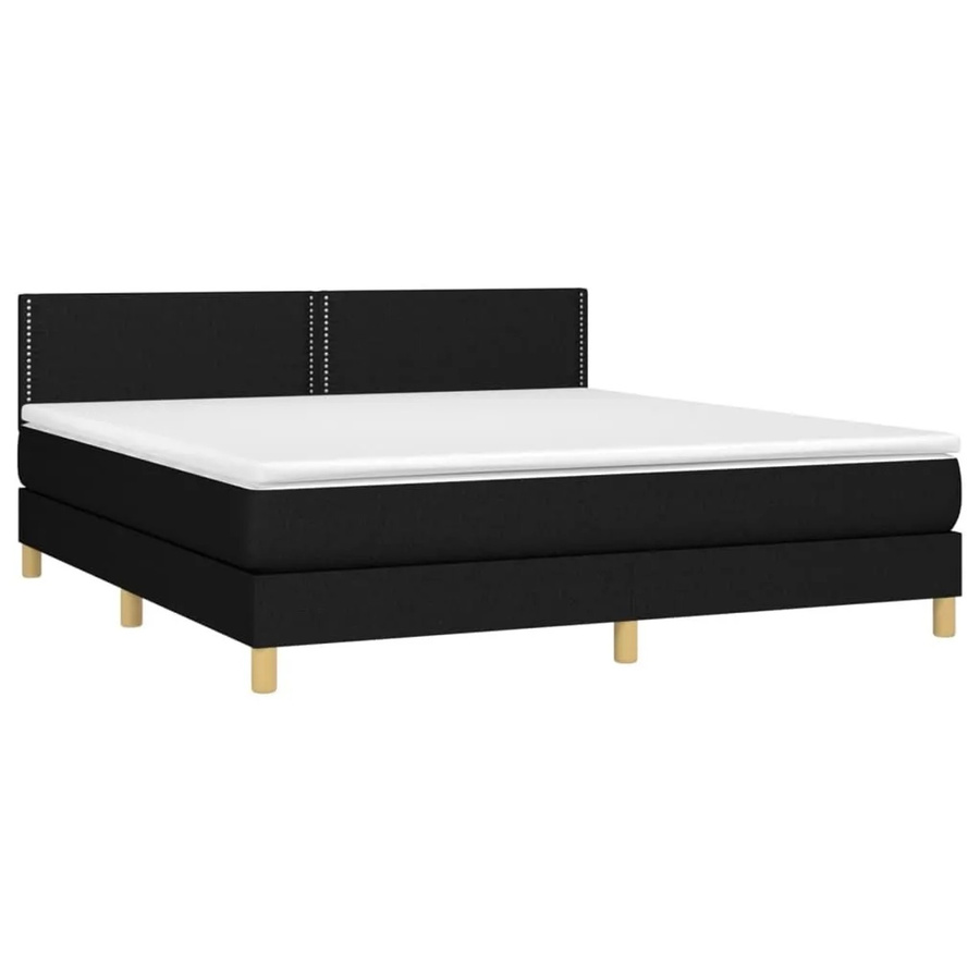vidaXL Boxspringbett mit Matratze in Schwarz, Hybrid-Design mit LED-Unterbettbeleuchtung und USB-Ladeport, B/T/H: 180 x 200 x 78 cm - Bild 2