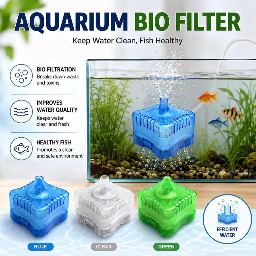 Wasserfee Mini Biochemischer Aquariumfilter in Grün mit Anti-Air-Lift und dynamischer Wasseraufbereitung - Bild 2