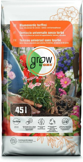 GROW by OBI Torffreie Blumenerde für Zimmer, Balkon und Garten - Bild 1