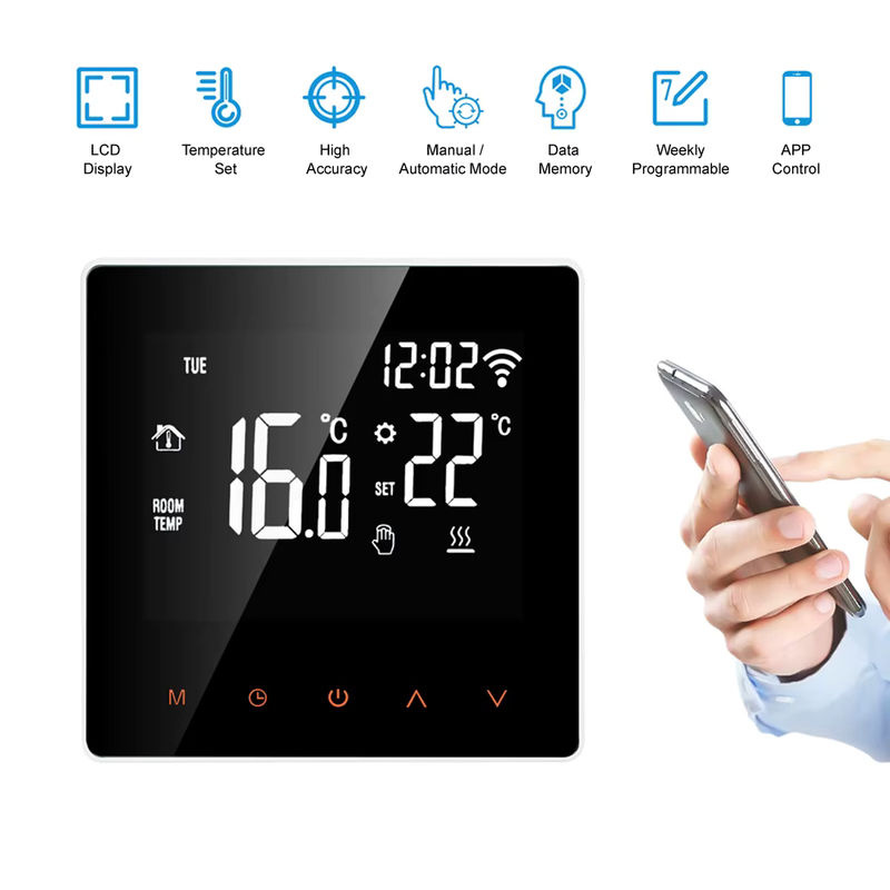 AVATTO WiFi Smart Thermostat in Schwarz zur Steuerung von elektrischer Fußbodenheizung (16A) und Wasser- oder Gasboilern (3A) mit Tuya und Google Home App-Steuerung - Bild 3