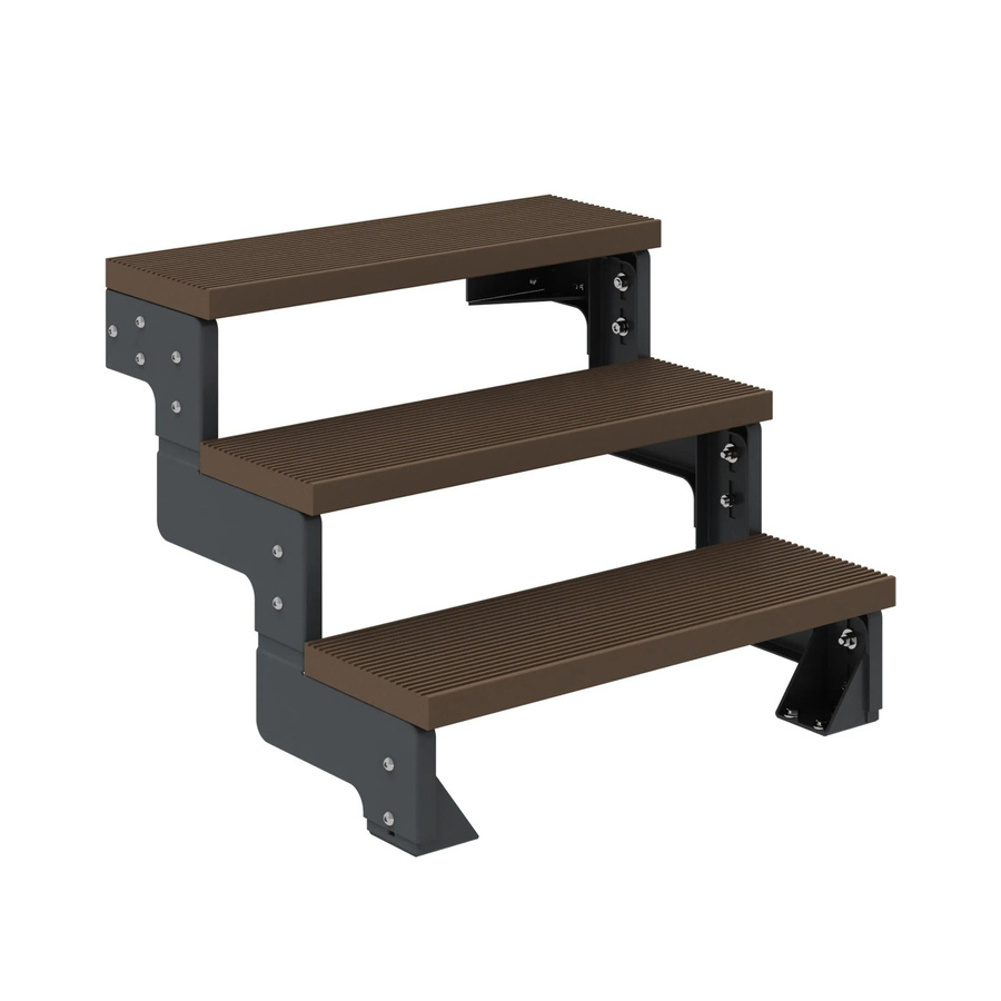 Dolle Außentreppe Gardentop aus Stahl und Holz in Anthrazit und Braun mit 3 Stufen und einer Breite von 80 cm ohne Geländer - Bild 2