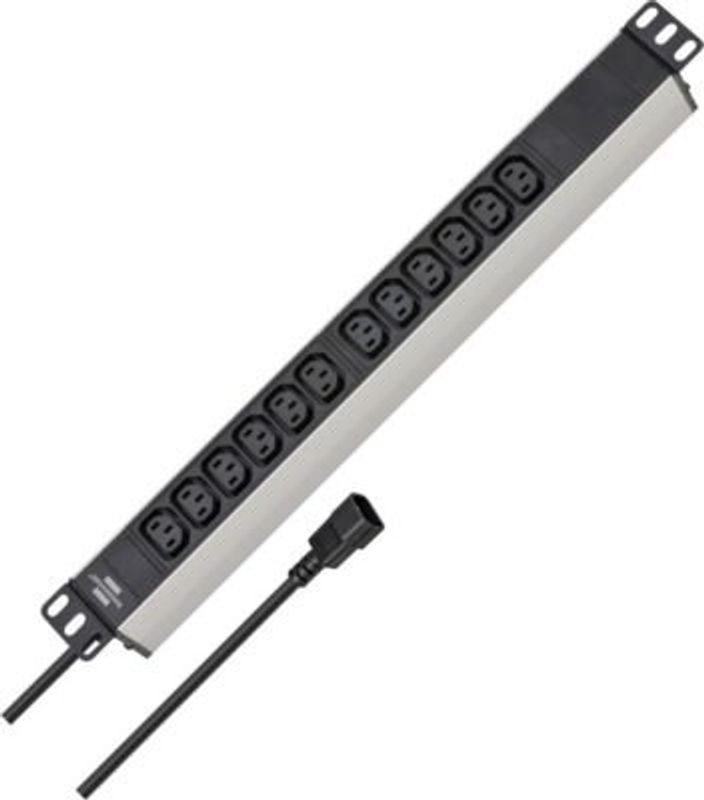 Brennenstuhl Alu-Line 19" Steckdosenleiste mit 12 C13 Kaltgerätesteckdosen in Schwarz/Silber - Bild 3