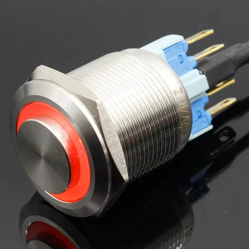 ELECAPITAL LED Druckknopfschalter aus Edelstahl in Silber, rund, wasserdicht, 22mm - Bild 4