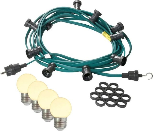 Satisfire Illu-Partylichterkette Grün mit 30 warmweißen E27 LED Kugellampen, 20 m Länge - Bild 1