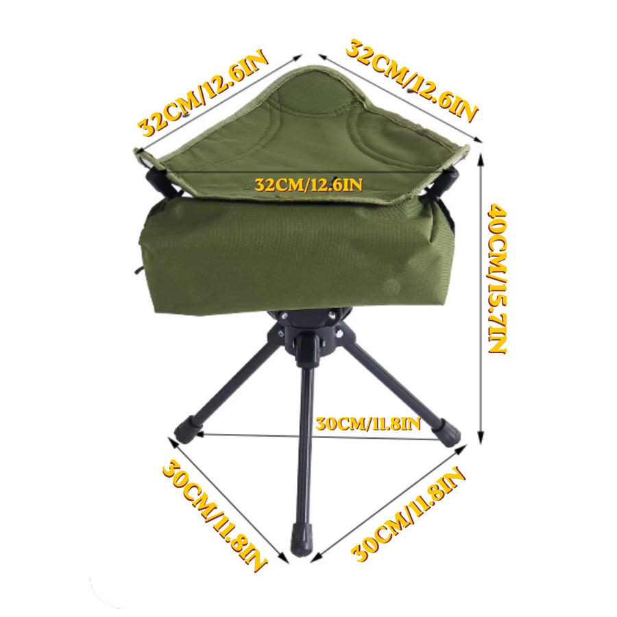 WESTTUNE 360 Grad drehbarer Campinghocker, ultraleichter klappbarer Dreifuß-Sitz für Outdoor, Wandern und Angeln, Farbe: Grün - Bild 3