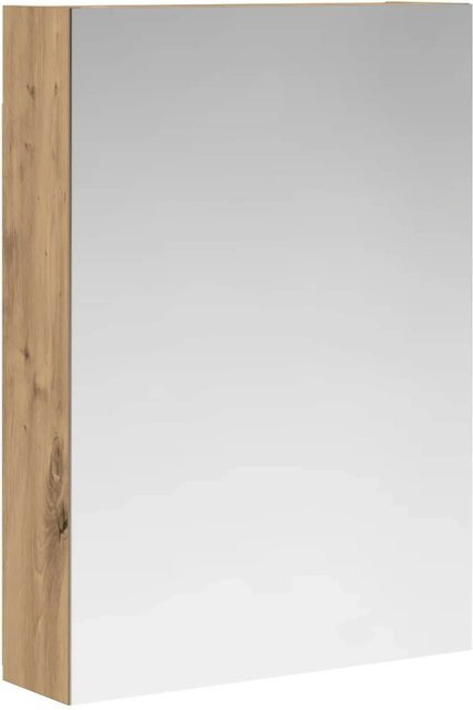 vidaXL Badezimmerspiegelschrank Eiche Modern mit Spiegeltür und Regalfächern, Braun, B: 50 cm, T: 14,5 cm, H: 70 cm - Bild 1