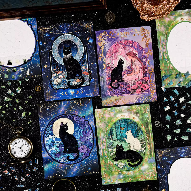 3 Stück 3D Schwarze Katze Themen-Szenen-Aufkleber für DIY Scrapbook und Album Dekoration in Schwarz und Multicolour - Bild 2