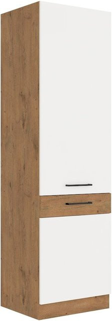 Vigo Hochschrank Lancelot Küchenzeile in Weiß Hochglanz und Eiche mit fünf Regalböden, Breite: 60 cm - Bild 1