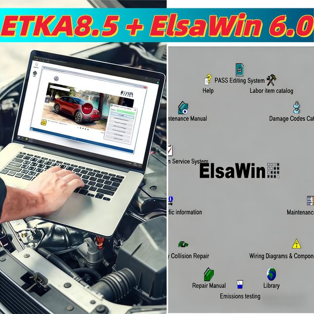 ElsaWin 6.0 und ETKA 8.5 Software für VW Audi Skoda Seat zur Autoreparatur mit Video-Installation und mehrsprachiger Unterstützung - Bild 1