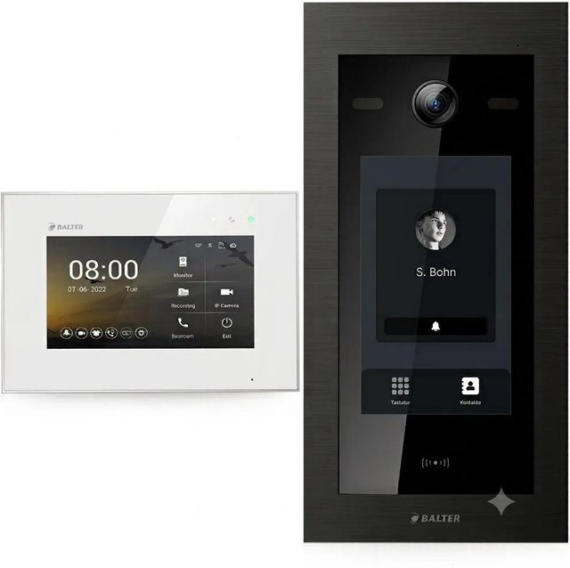 Balter EVO HD Video Türsprechanlage mit 7 Zoll Touchscreen und RFID in Weiß und Schwarz - Bild 1