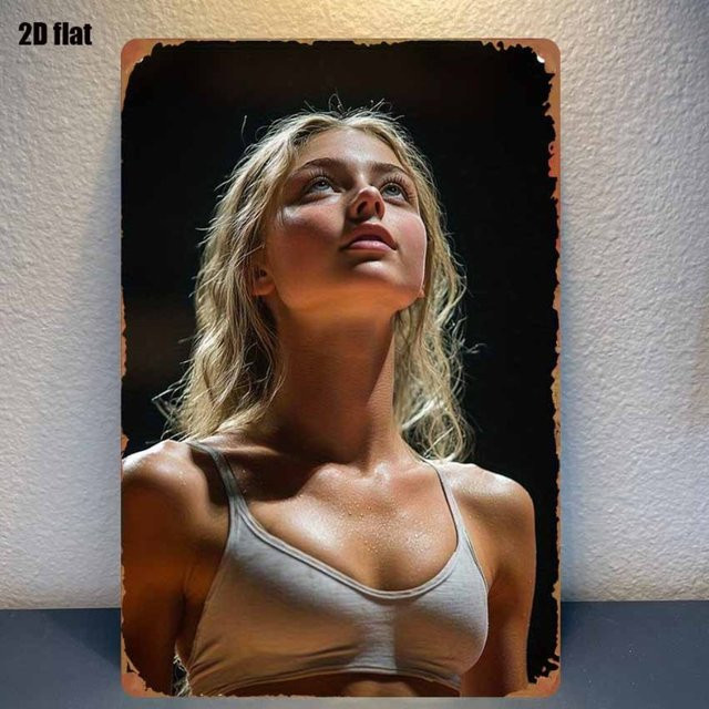 HELLOYOUNG Metall-Wandkunst Portrait einer Frau in Mehrfarbig, Rechteckiges 2D-Flacheisen-Schild für Innen- und Außenbereiche - Bild 1
