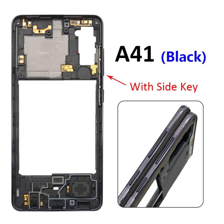 Samsung Mittelrahmen für A21s A31 A41 A51 A71 mit Volumenknopf vorne Gehäuse Lünette Chassis Schale in Schwarz - Bild 2