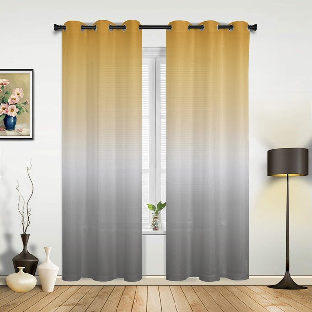 Abstrakte Vorhänge mit Rot-Grau-Farbverlauf für Wohnzimmer und Schlafzimmer, modern und halbtransparent, Breite: 135 cm, Höhe: 60 cm - Bild 1