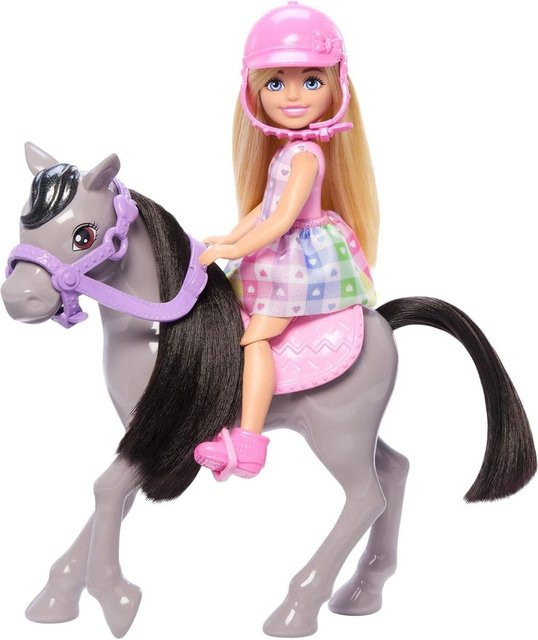 Mattel Barbie Chelsea Puppe mit Pony, Reitspielset mit Helm, Sattel & beweglichen Beinen - Bild 1