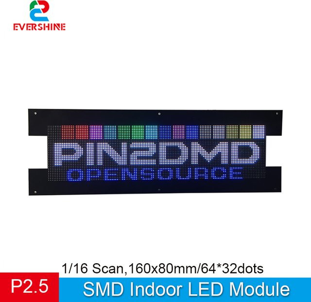 EVERSHINE 2er Set RGB Vollfarbiges SMD2121 LED-Modul für PIN2DMD Spielkonsole 64x32 Pixel Matrix-Panel Multicolor - Bild 1
