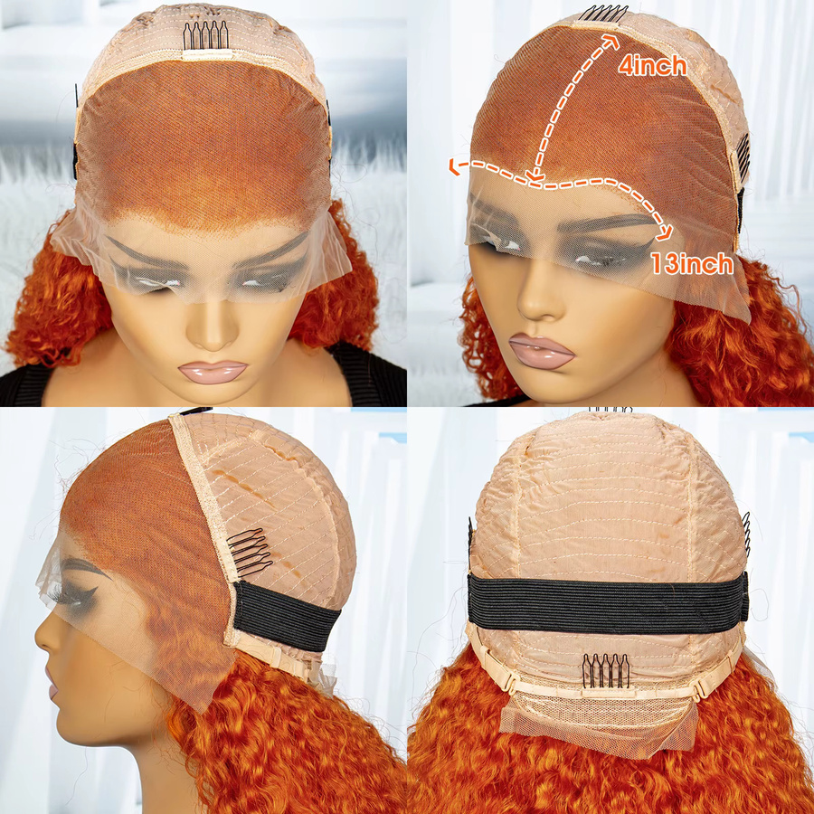 SISTER HAIR Echthaarperücke, Curly, Ingwer Orange, 13x4 Lace Frontal, Damen - Bild 4