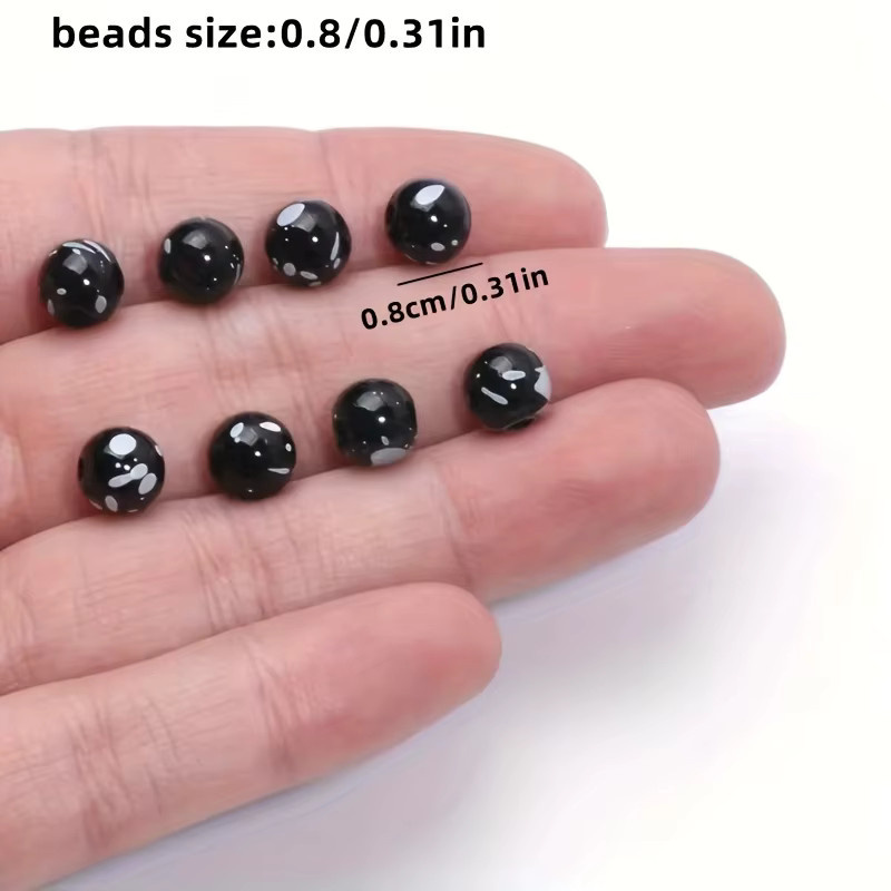 QYWCTZ Perlen, Acryl, Schwarz-Weiß, 8mm, Unisex - Bild 4