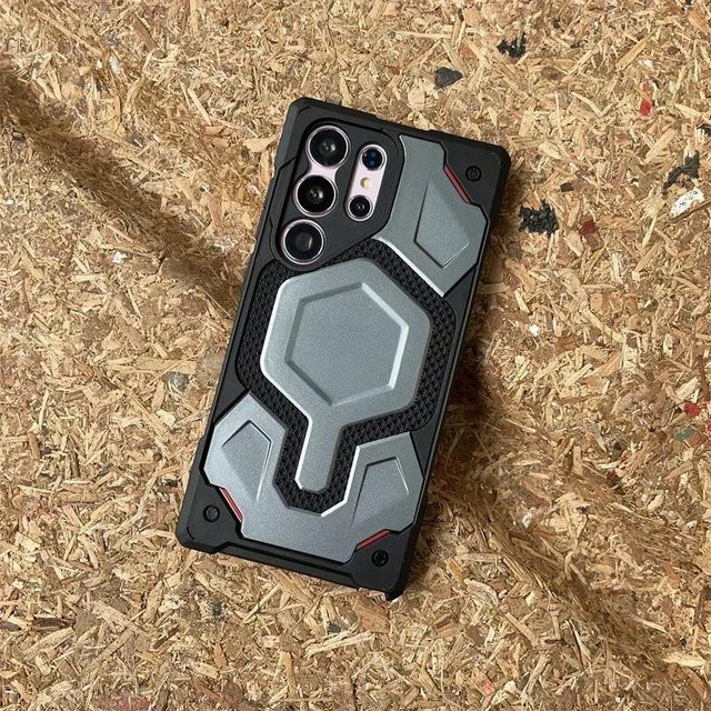 Monarch Pro Magnetische KEVLAR-Hülle für Samsung Galaxy S25 Ultra, S24 Plus und S23 in Grau – Robuste Militär-Schutzhülle mit MagSafe-Kompatibilität - Bild 1