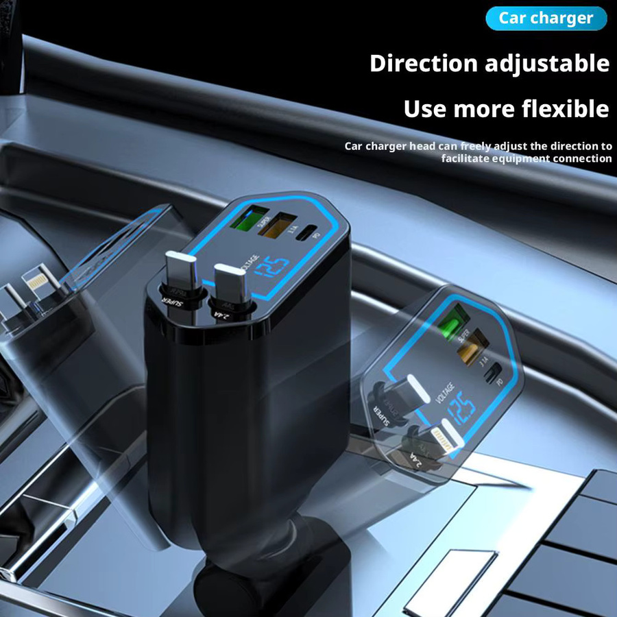 Ein-zu-Fünf Auto-Handy-Ladegerät mit superschneller Ladefunktion und intelligenter Wärmebedienung in Schwarz - Bild 2