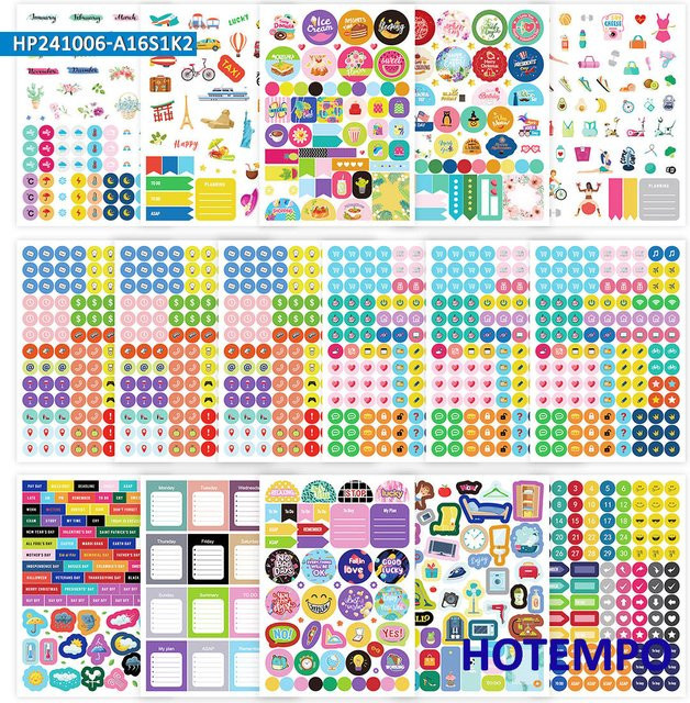 Binchi Outdoor Product Planer-Aufkleber Set mit 1200 Stück in Multicolour für Tagebuch, Scrapbook und Notizbücher - Bild 1