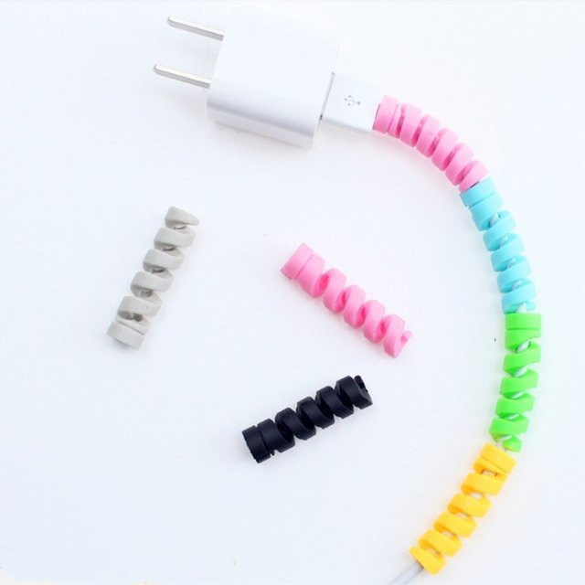 10 Stück KEITHNICO Silikon Spiral Kabel-Schutz für iPhone und Samsung Android USB Ladegeräte in Schwarz und Multicolour - Bild 1