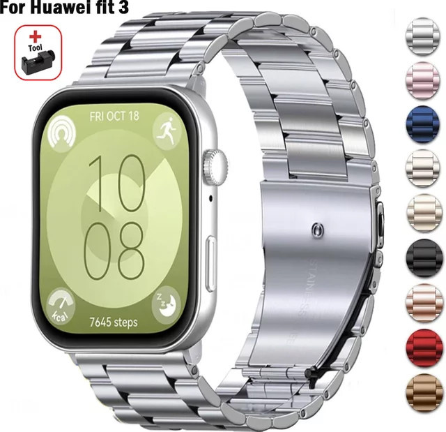 Uhrenarmband für Huawei Watch Fit 3, Edelstahl, Silber, Unisex - Bild 1