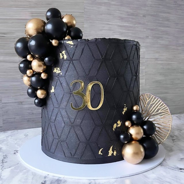 30er Set MicroPlush Kuchen Topper Kugeln in Schwarz, Gold und Weiß für Geburtstag, Baby Shower oder Taufe - Bild 1