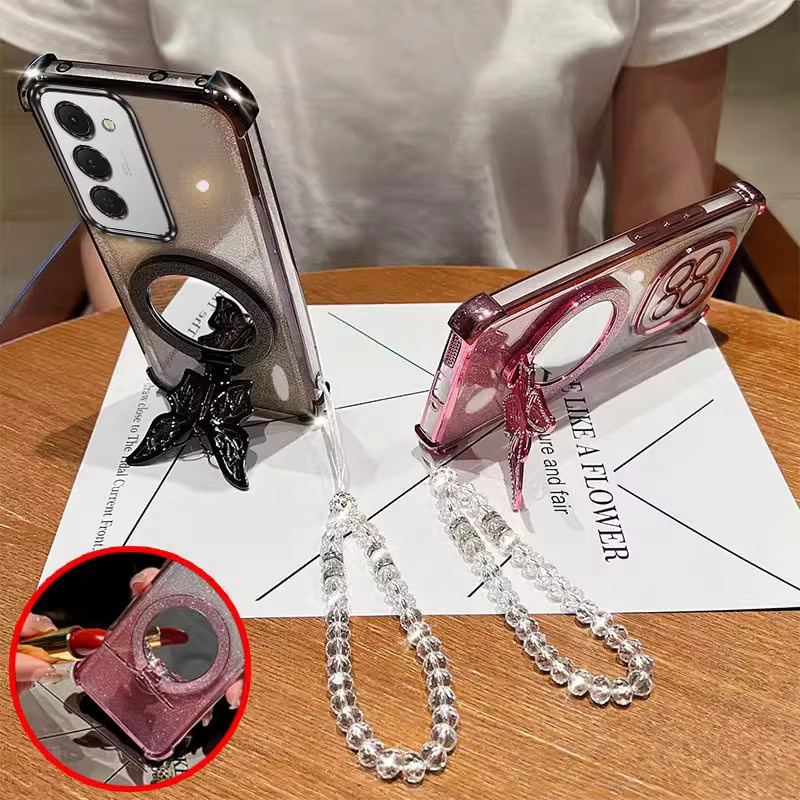 Schmetterlings Design Handyhülle mit Lanyard für TECNO Spark 40 Pro, 40, 40C, 40 Pro Plus und 20 Pro in Pink - Bild 5