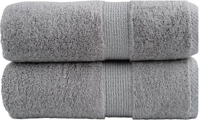vidaXL SOLUND Waschhandtücher aus Baumwolle, 2 Stück, Grau, B/H: 30 x 30 cm, 600 g/m² - Bild 1