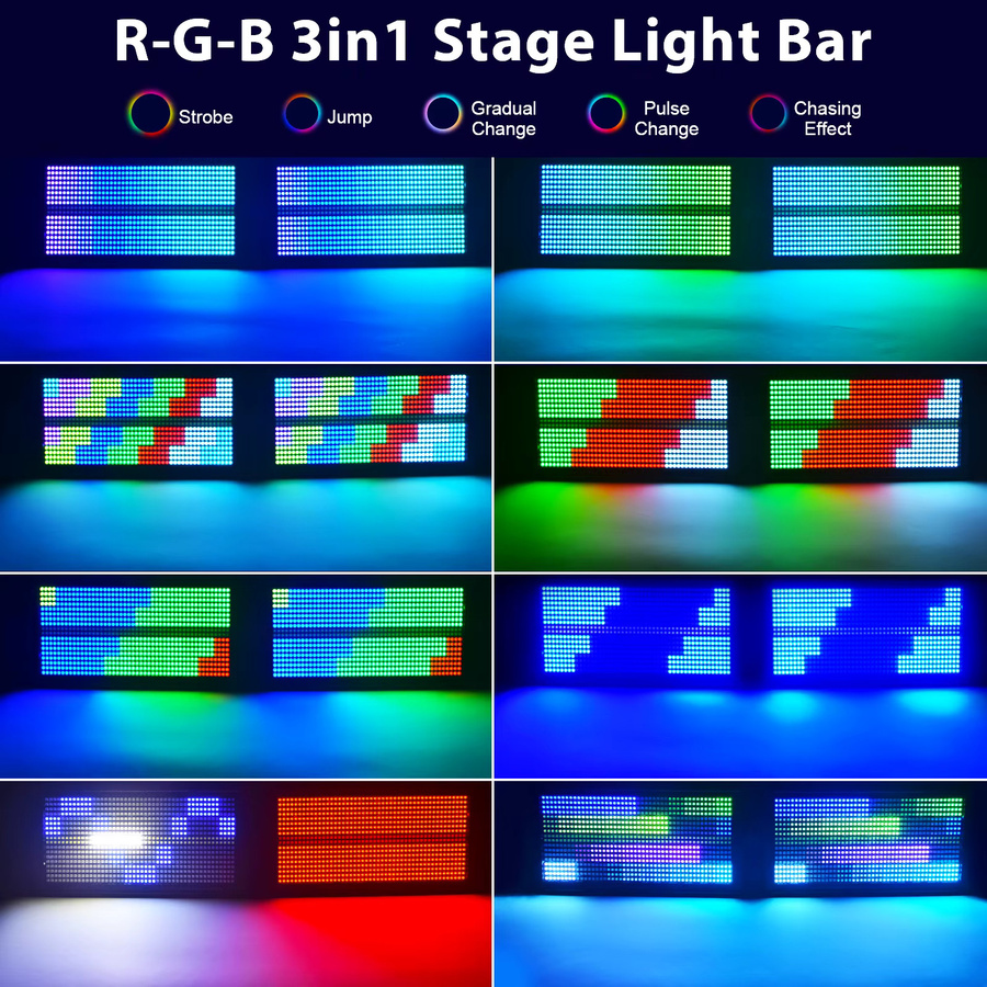 U'King 4er-Set 200W LED RGBW Stroboskop-Lichter mit DMX512 Wash-Bühnenbeleuchtung und Uplight in Schwarz - Bild 2