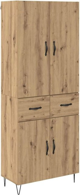 vidaXL Highboard 2-teilig in Artisan-Eiche mit Glastüren und Regalböden, B/T/H: 180 x 34 x 69,5 cm - Bild 1