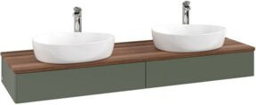 V&B Waschtischunterschrank Antao mit Beleuchtung ohne Frontstruktur, Farbe: Weiß/Grau/Grün, B/T: 160 x 50 cm - Bild 1