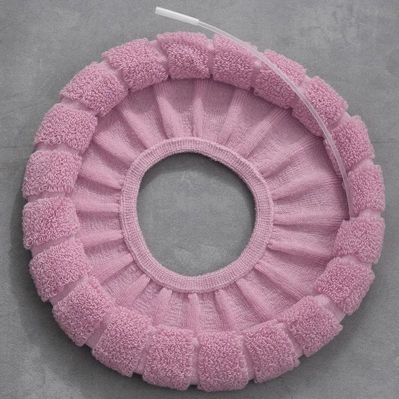 SEEQS Toilettensitz mit Griff aus gestrickter Wolle in Rosa, O-Form, waschbar und weich gepolstert - Bild 2