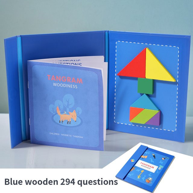 soulbao Magnetisches Tangram Puzzle Buch, Holz, Bunt, Pädagogisches Spielzeug - Bild 1