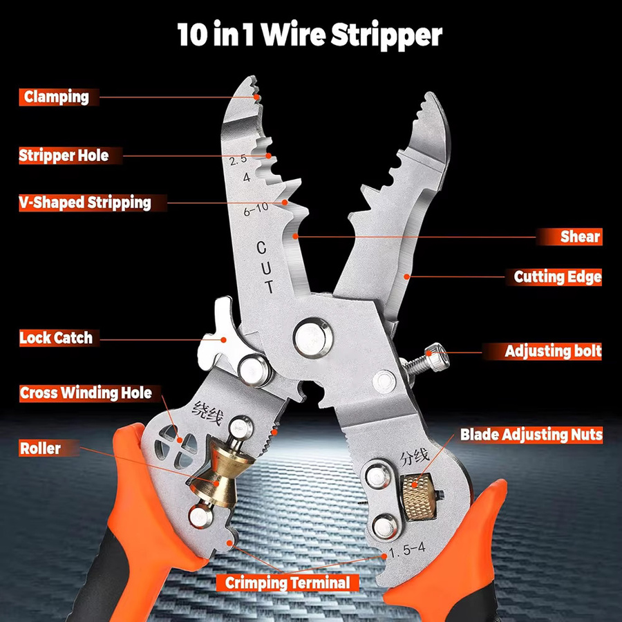Multifunktionale 10-in-1 Abisolierzange von WOZOBUY als Kabelstripper, Crimper und Drahtschneider für deine Reparaturarbeiten - Bild 4