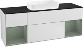 V&B Waschtischunterschrank Finion mit Wandbeleuchtung, Weiß lackiert, Breite: 160 cm, Tiefe: 50,1 cm, Höhe: 50,1 cm - Bild 1