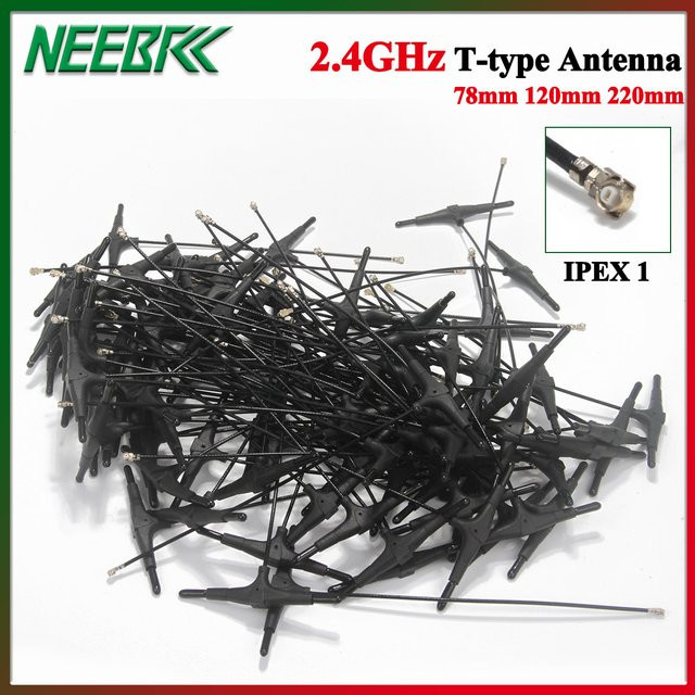 NeebRC 2,4G T-Typ Antenne mit IPEX 1 Anschluss in Schwarz für FPV Drohnen, TBS Crossfire, FrSky R9/R9MX und ELRS Nano EP1 Empfänger - Bild 1