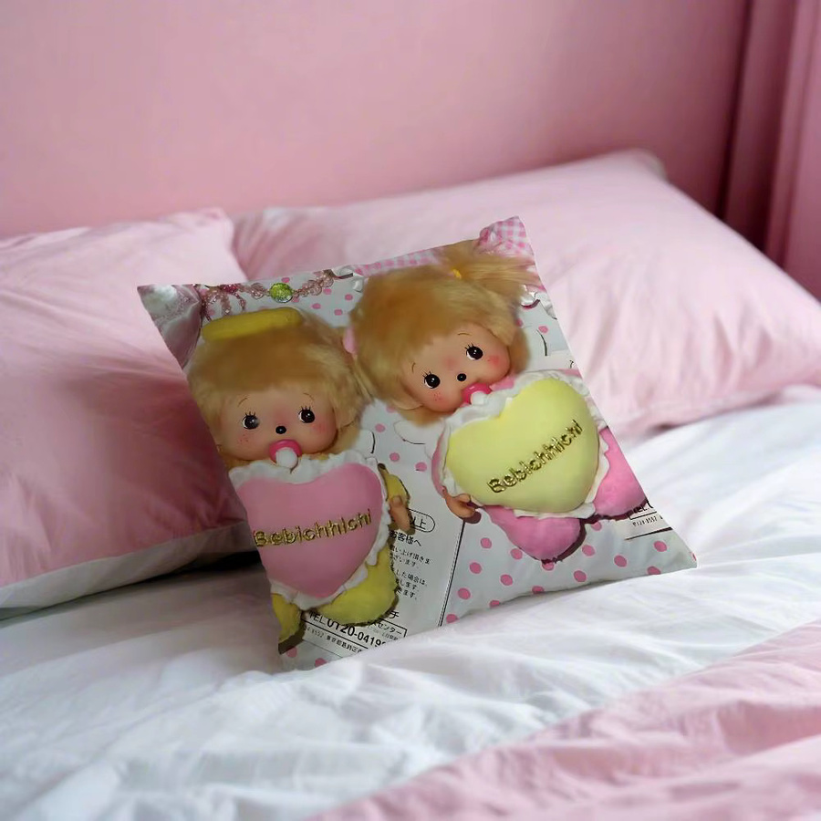 Beast Kingdom Monchhichi Kawaii Quadratisches Kissen mit Motiv, Mehrfarbig, Breite: 40 cm, Breite: 40 cm, Höhe: 40 cm, Tiefe: 40 cm - Bild 3