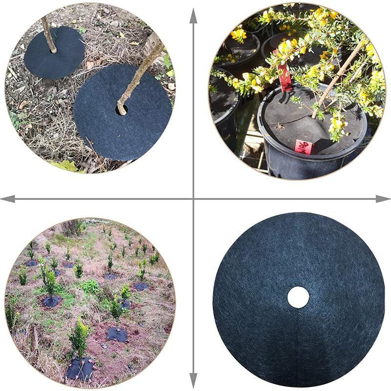 Lanzhong home life 12 Stück Ökologische Baumschutz-Unkrautmatten als Runde Mulchringe und Pflanzenabdeckung für den Garten, Durchmesser: 15 cm, Höhe: 2 cm - Bild 5